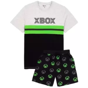 Image of Xbox Mens Gamer T-Shirt & Shorts Set (L) (Black/Grey/Green)