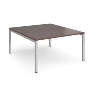 Image of Bench Desk 2 Person Starter Rectangular Desks 1400mm Walnut Tops With Silver Frames 1600mm Depth Connex