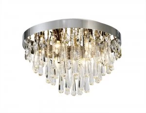 Image of Flush Ceiling 10 Light E14 Polished Chrome, Crystal