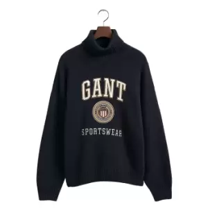 Image of Embroidered Logo Turtleneck Jumper in Cotton/Wool