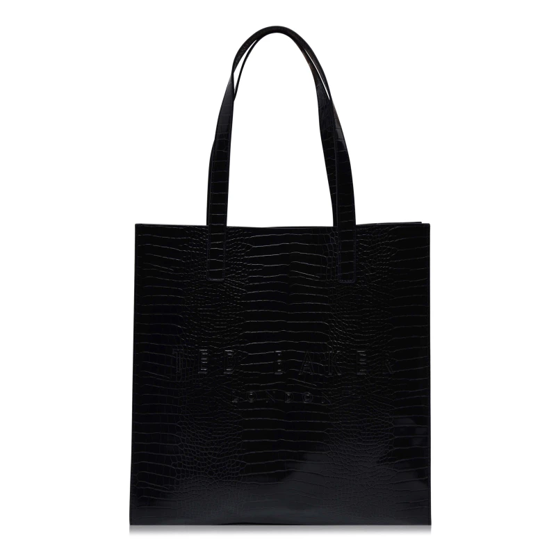 Image of Ted Baker Womens Crocodile-Embossed Tote Bag Black female One Size