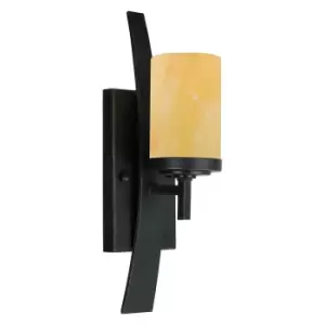 Image of Wall Light Wrought Iron Butterscotch Onyx Shade Imperial Bronze LED E27 100W
