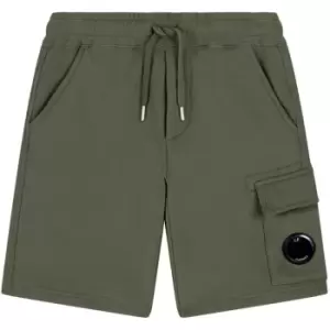 Image of CP COMPANY Boys Lens Fleece Shorts - Green