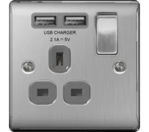 Image of BG ELECTRICAL NBS21U2G-01 Switched Power 1-Socket Outlet