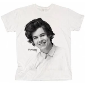 Image of One Direction Harry Solo B&W Ladies White T Shirt: X Large
