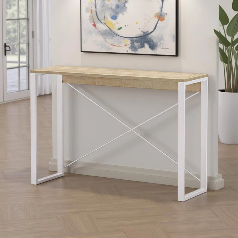 Image of FWStyle FWStyle Sonoma Oak & White Modern Console Hallway Table White One Size Unisex 5056413133137