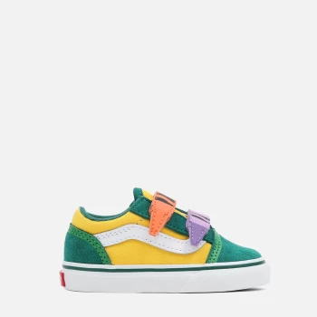 Image of Vans X Crayola Toddlers Old Skool V Out Of The Box Velcro Trainers - White B - UK 8 Toddler