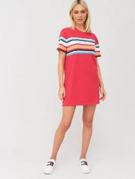 Image of Tommy Jeans Logo T-Shirt Dress - Red