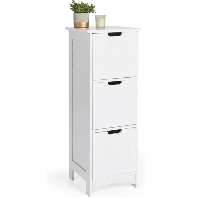 Image of VonHaus Freestanding 3 Drawer Bathroom Storage Unit White unisex