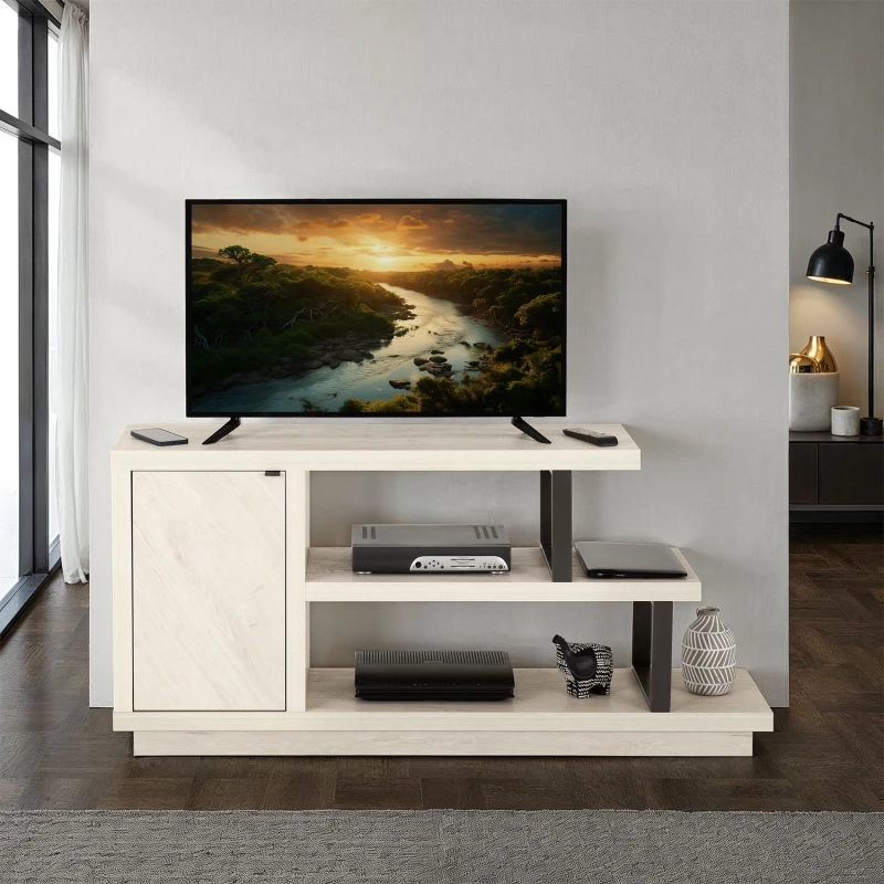 Image of Seconique Turin TV Stand - Light Oak Effect / Black