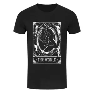 Image of Deadly Tarot Mens The World T Shirt (M) (Heather Black)