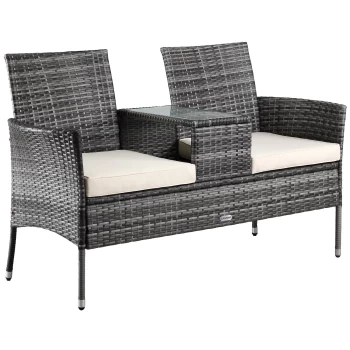 Image of Polyrattan Jack & Jill Bench Grey/Beige 143x64x87cm