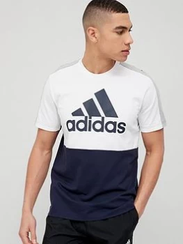 Image of adidas Colourblock T-Shirt - White/Navy Size M Men
