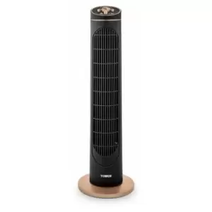 Image of T629001 Cavaletto Fan with 2 Hour Timer, 3 Speeds, Automatic Oscillation, 29, 45W, Black & Rose Gold - Tower