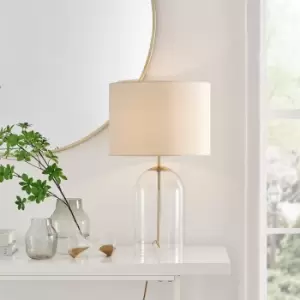 Image of Nora Energy Efficient Clear Glass & Coloured Shade Table Lamp Light (Including Bulb)