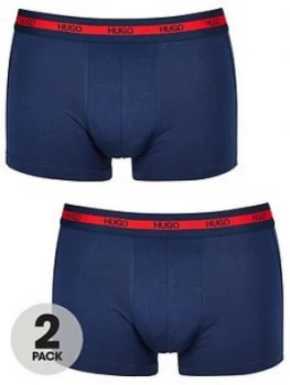 Image of Hugo Boss 2 Pack Stretch Cotton Jersey Trunks Navy Size L Men