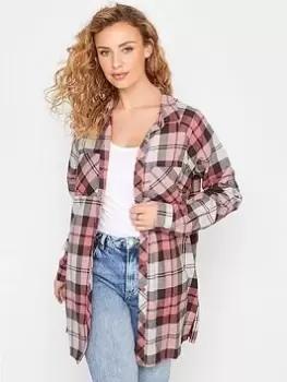 Image of Long Tall Sally Raglan Check Print Shirt - Pink, Size 20, Women