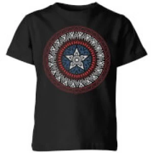 Image of Marvel Captain America Oriental Shield Kids T-Shirt - Black - 7-8 Years