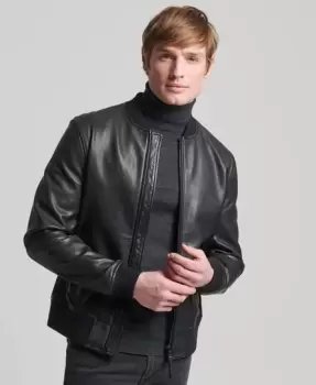 Image of Superdry Studios Leather Flight Bomber Jacket