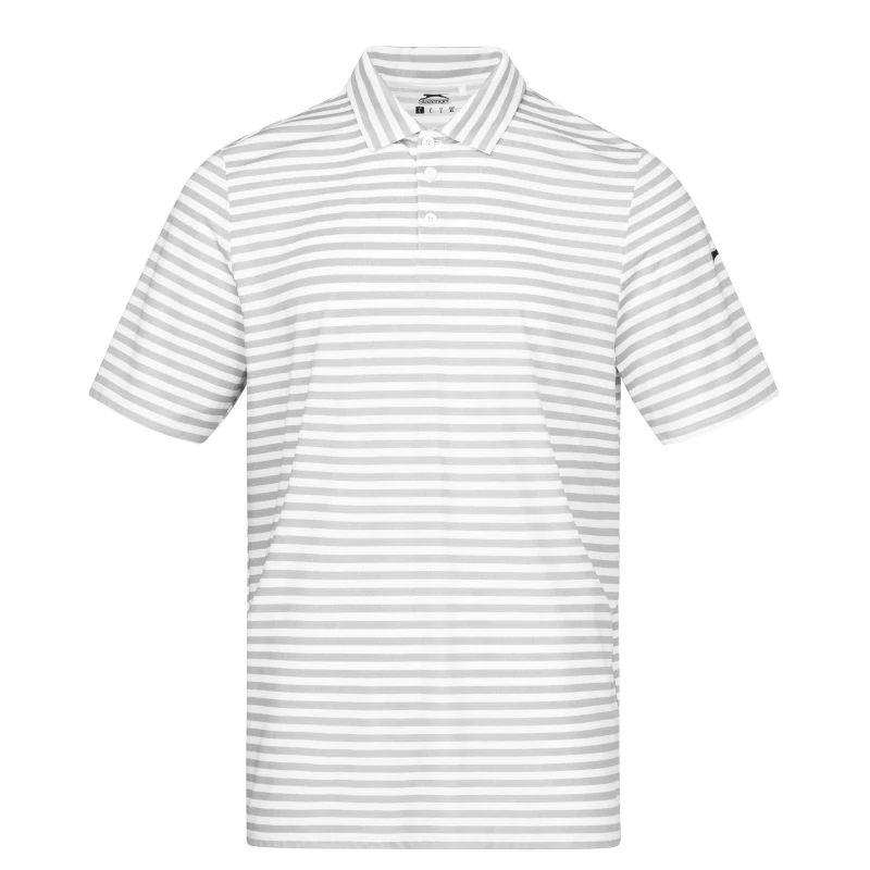 Image of Slazenger Stripe Polo Shirt Mens - White White S