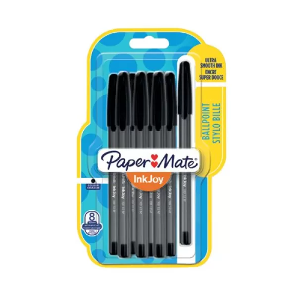 Image of Paper Mate Inkjoy Black Ballpoint Pens 8 pack