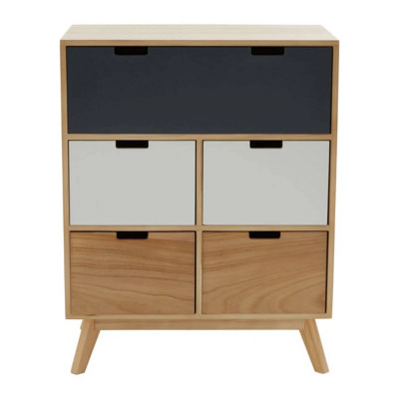 Image of Orsina Compact Design Five Drawer Chest, Modern Design Chest Of Drawers For Livingroom, Minimalist Storage Chest
