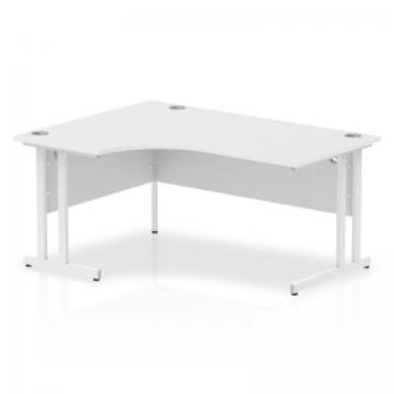 Image of Impulse 1600mm Left Crescent Desk White Top White Cantilever Leg MI002392