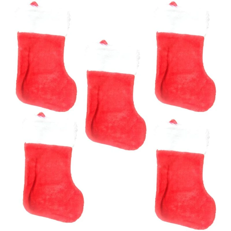 Image of Shatchi Christmas Stockings 5x Traditional Red