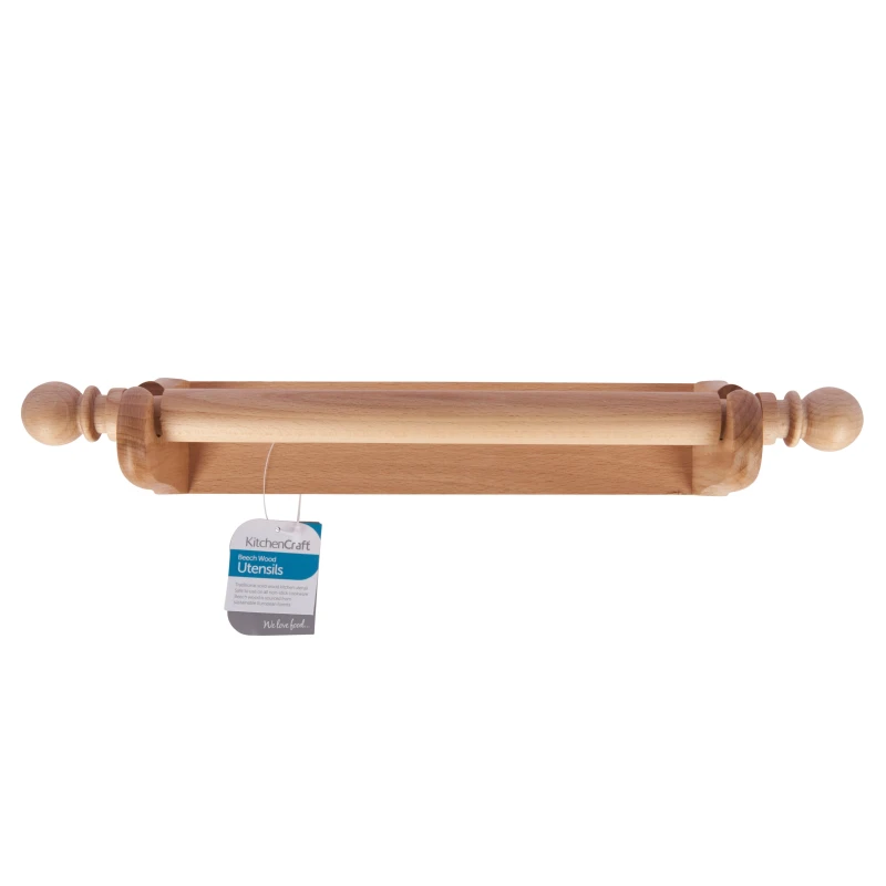 Image of Kitchencraft Beech Wood Wall Paper Towel Holder Beige