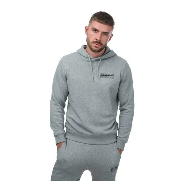 Image of Napapijri Kasba Logo Hoody Crew Sweaters S Grey 30492602350