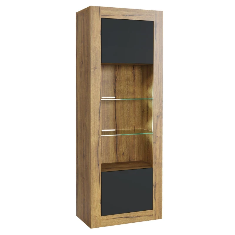 Image of Mex Furniture LTD Display Cabinet with LED Lighting & Matte Doors / 170cm in Brown Brown Unisex