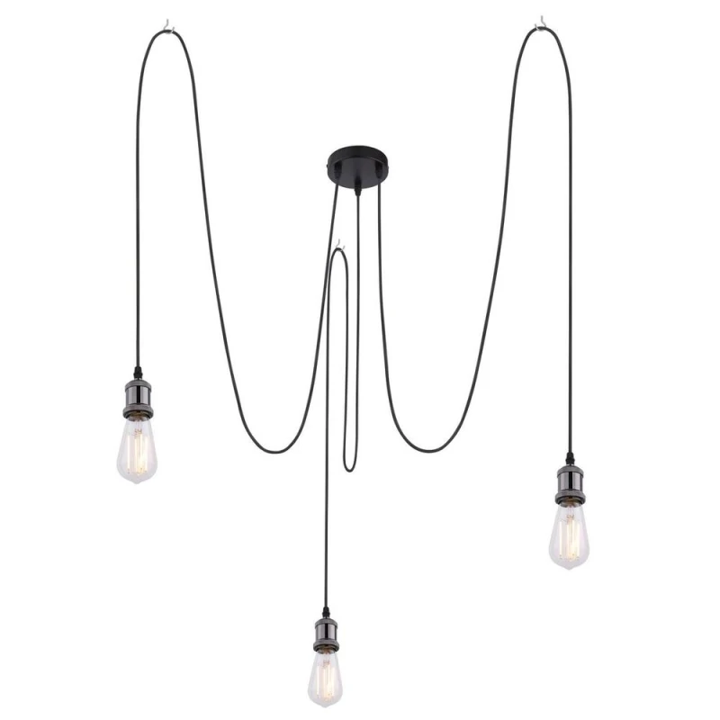 Image of Netlighting Oliver Cluster Pendant Ceiling Light Black 3x E27 Black Unisex