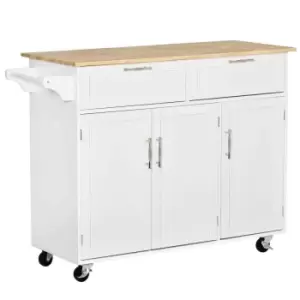 Image of Homcom Kitchen Island Utility Cart, With 2 Storage Drawers - White