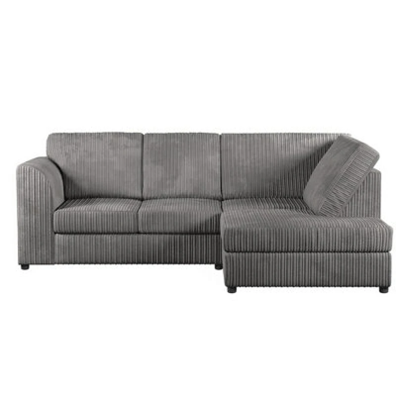 Image of Furnishings For Less UK Luxor Grey Jumbo Cord 4 Seater Corner Sofa Right Hand Facing - Full Back