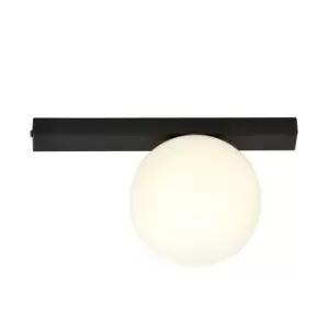 Image of Fit Black Globe Ceiling Light with White Glass Shades, 1x E14