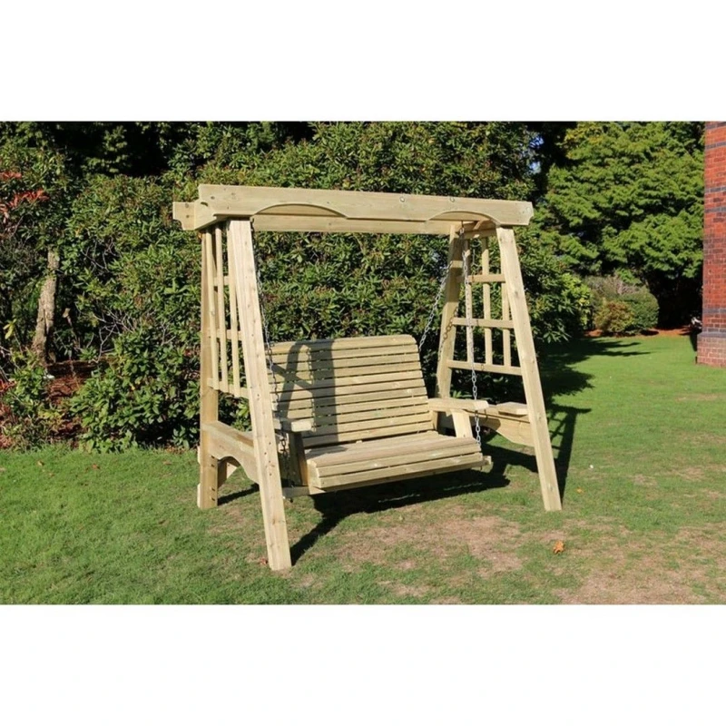 Image of Churnet Valley Garden Furniture Ltd Cottage 2 Swing Seat - Min. Assembly Required - Set of Cushions Inc in Brown Brown Unisex