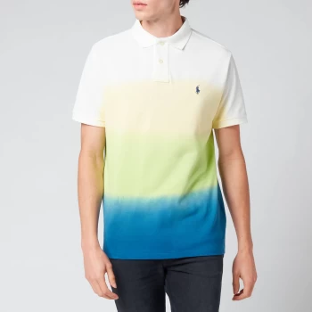 Image of Polo Ralph Lauren Mens Custom Slim Fit Mesh Polo Shirt - Bright Navy Dip Dye Multi - S