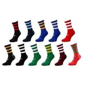 Image of Precision Childrens/Kids Pro Hooped Football Socks (12 UK Child-2 UK) (Red/Green)