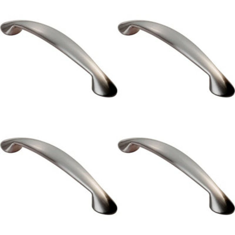 Image of Loops 4x Flared Cabinet Pull Handle 165.5 x 23mm 128mm Fixing Centres Satin Nickel Metallics unisex