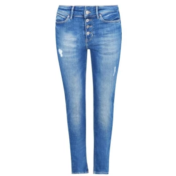 Image of Guess High Rise Button Skinny Jean - Blue D46AC