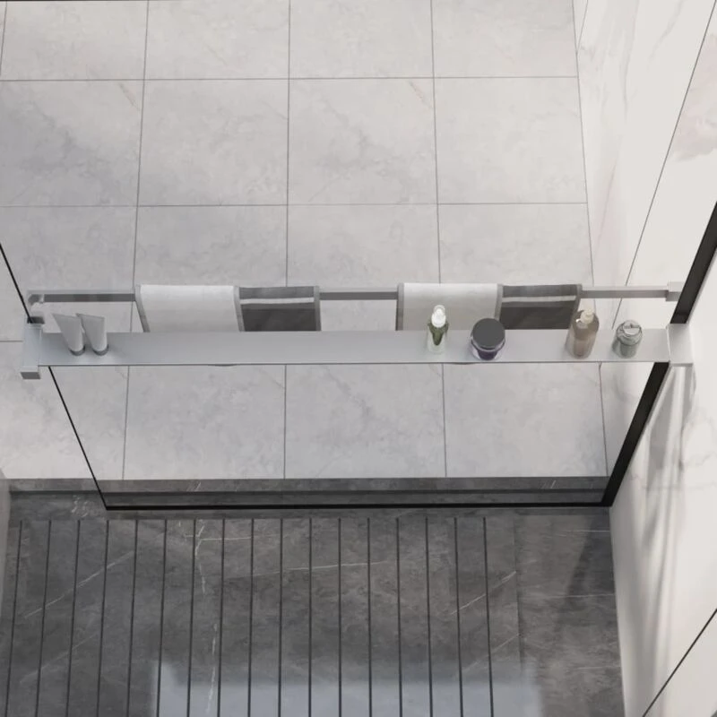 Image of vidaXL Shower Shelf For Walk-in Shower Wall Chrome 100cm Aluminium, Silver 153622