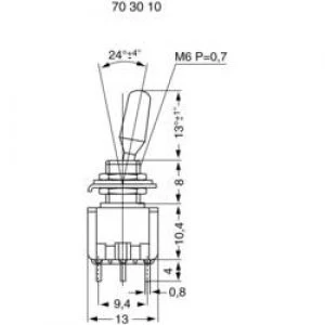 Image of Toggle switch 125 V AC 6 A 2 x OnOffOn Miyama MS