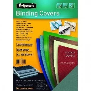 Image of Fellowes 5371503 A4 Leatherboard Covers Dark Green