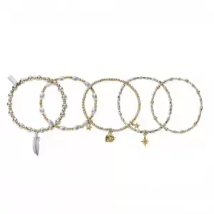 Image of Gold And Silver Lucky Stack Of 5 Bracelets GMBSTA5L