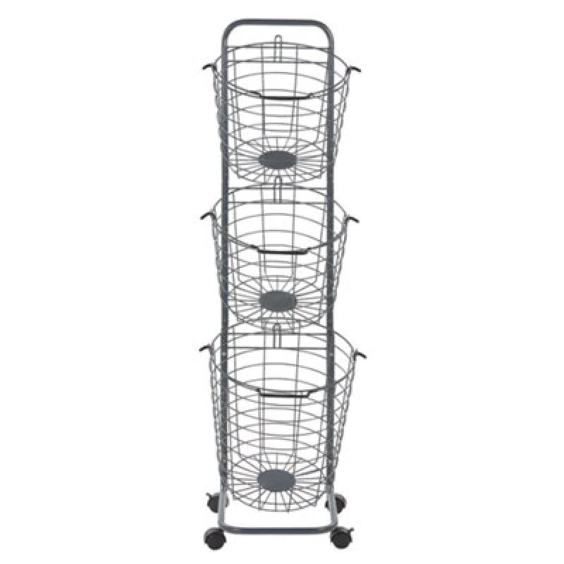 Image of Beliani Basket Stand Ayapal With Wheels Metal Grey