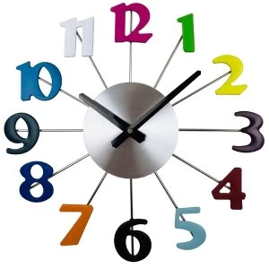Image of Multi Coloured Metal Wall Clock 38cm