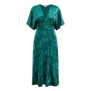 Image of Yumi Green Velvet Kimono Midi Dress - Green
