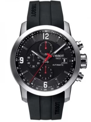 Image of Tissot Mens Prc200 Stainless Steel Black Rubber Strap Chronograph...