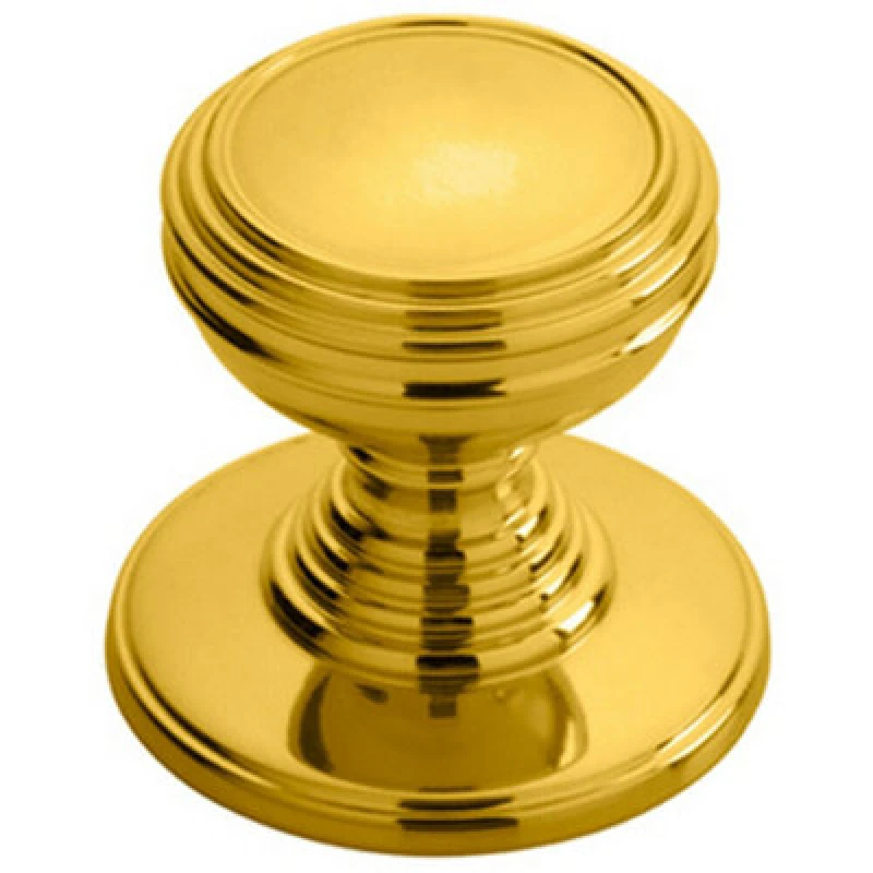 Image of Loops Ringed Tiered Cupboard Door Knob 30mm Diameter Polished Brass Cabinet Handle Metallics unisex