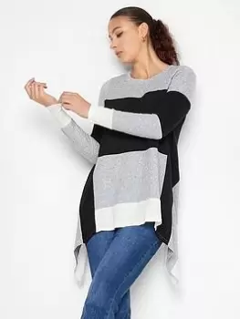 Image of Long Tall Sally Long Tall Sally Striped Knitted Long Sleeve Top, Grey, Size 22-24, Women